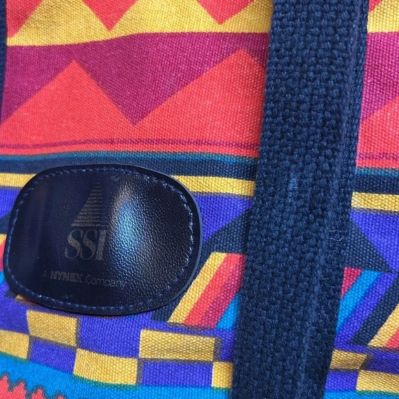 Vintage SSI Southwestern Aztec Pattern Tote Bag NYNEX Logo Woven Carryall - Picture 5 of 10